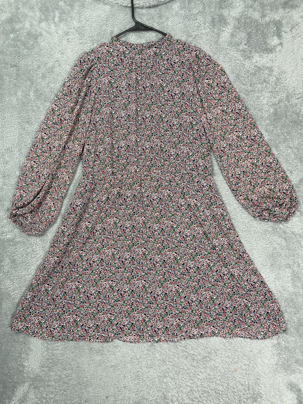 Boden Fit & Flare Dress Women 12 Multicolor Floral Long Sleeve Lined Puff Sleeve
